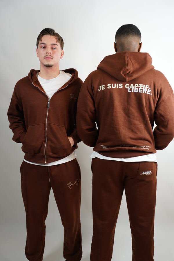 OVERSIZED BROWN "JE SUIS LIBÉRÉ" TRACKSUIT