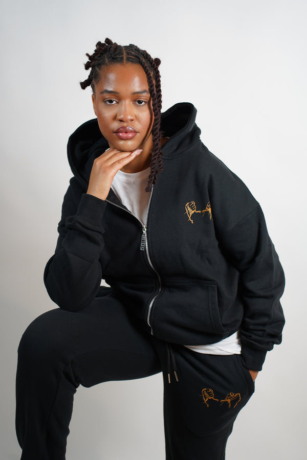 OVERSIZED BLACK "JE SUIS LIBÉRÉ" TRACKSUIT