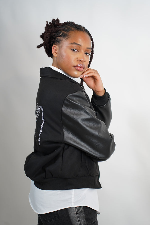 BLACK LIB' VARSITY JACKET